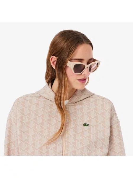Lacoste Bluza Z Zamkiem Z Monogramem Regular Fit różowa