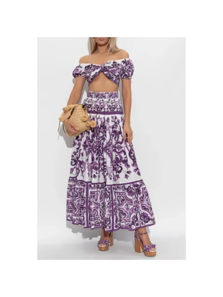 Bluzka Dolce And Gabbana z nadrukiem fioletowa