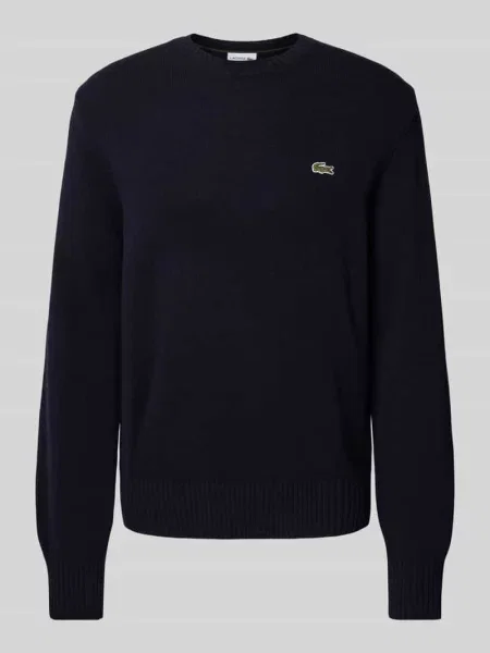 Bluza Lacoste wełniana z długim rękawem niebieska