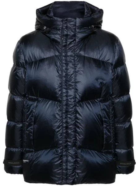 Geacă Woolrich cu glugă albastru
