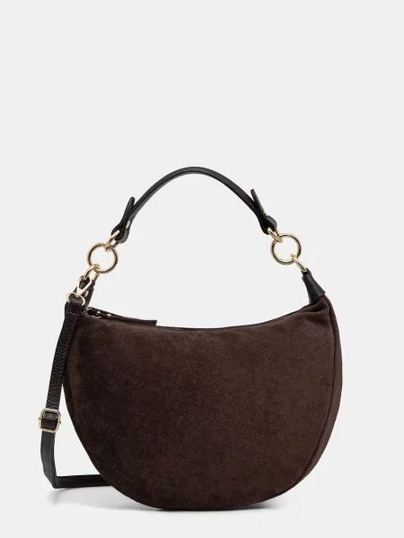 Answear.LAB geanta de mana din piele intoarsa maro