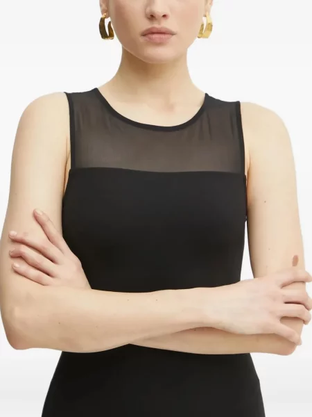 Rochie mini Armani Exchange plasă de costum negru