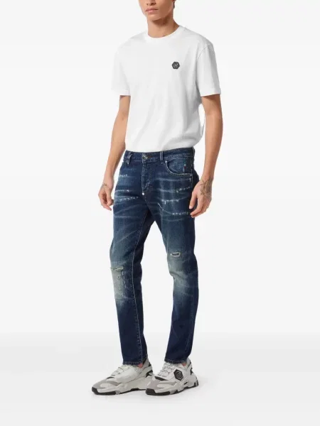 Blugi Philipp Plein zdrențuiți albastru