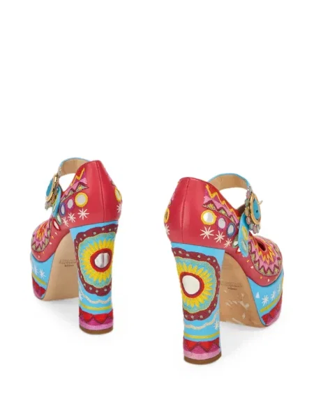 Pantofi cu toc Moschino cu broderie cu platformă roșu