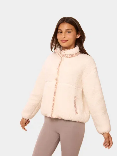 Lipsy Jachetă fleece crem / cămilă maro
