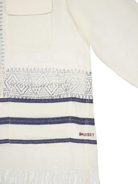 Cămașă Baziszt cu broderie cu dungi alb