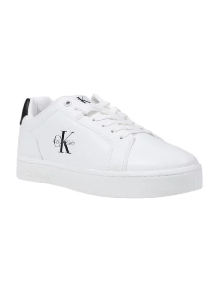 Calvin Klein Jeans Buty Mężczyzna 43 EU Minimalistyczne skórzane trampki z podeszwą cupsole biały