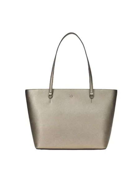 Shopperka Ralph Lauren skórzana szara