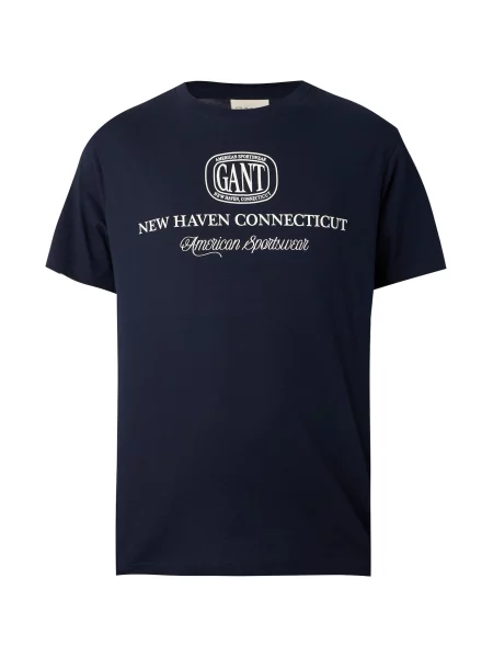 GANT Tricou bleumarin alb