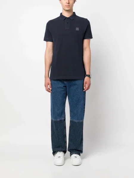 Polo marškinėliai Stone Island akmenys mėlyna