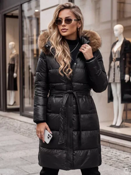 Kurtka zimowa pikowana z futerkiem STYLEBELLA Dstreet czarna