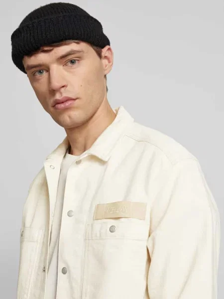Kurtka koszulowa o kroju regular fit z naszywką z logo model ‘Worker’ Replay biała