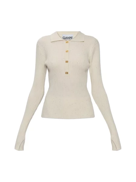 Sweter Ganni wełniany biały