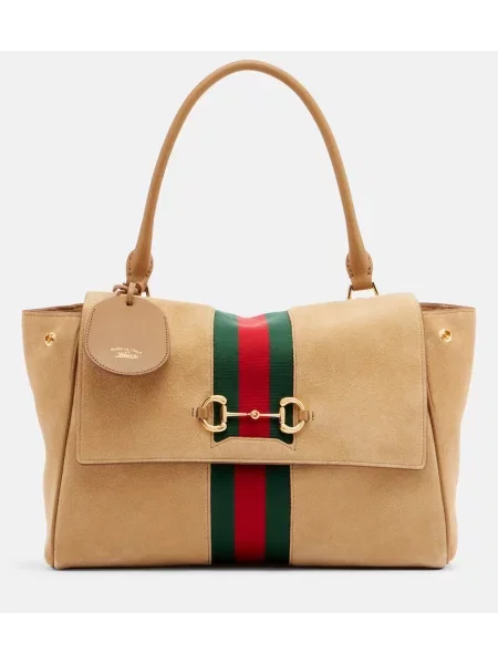 Top Gucci din piele de căprioară bej