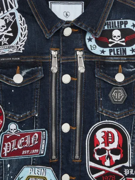 Kurtka jeansowa dziecięca Philipp Plein niebieska