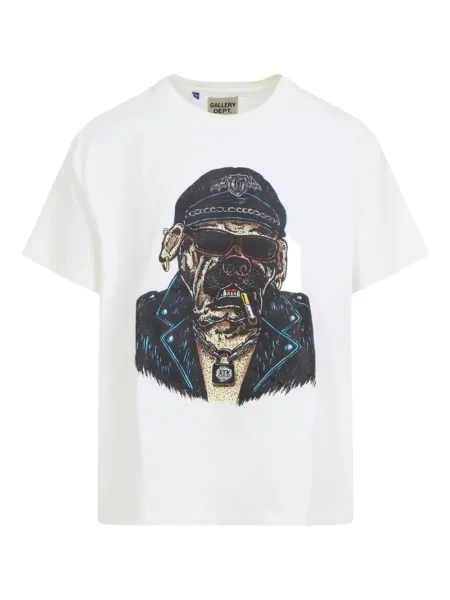 Tricou Gallery Dept. biker scurt alb