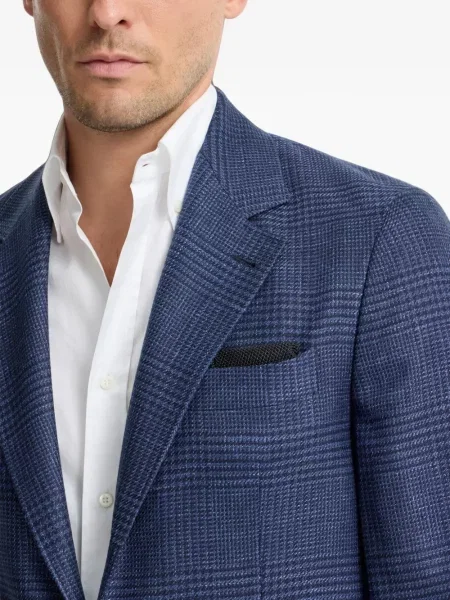 Cravată Brunello Cucinelli cu broderie de mătase albastru