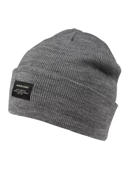 JACK & JONES Čepice šedý melír / černá bílá