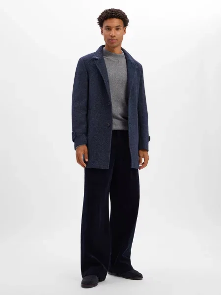 Finshley & Harding London płaszcz wełniany Mężczyźni 46 niebieski