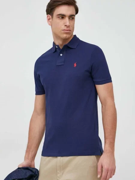Bombažen polo Polo Ralph Lauren mornarsko modra