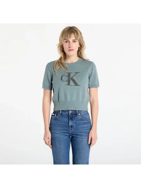 Pulover Calvin Klein Jeans Chunky Cotton Graphic Sweater Grey XS gri