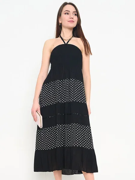 Fusta maxi Resti cu buline negru