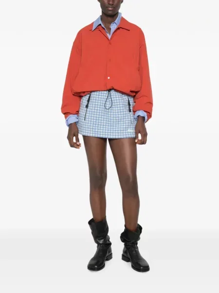 Fusta mini Miu Miu din fleece cu cordon alb