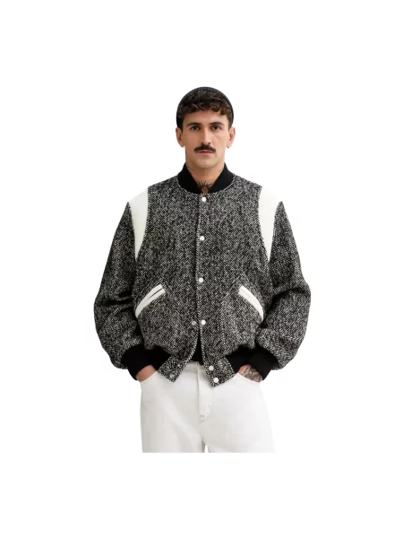 Kenzo kurtka bomber z domieszką wełny Wool Varsity Jacket zimowa oversize czarny