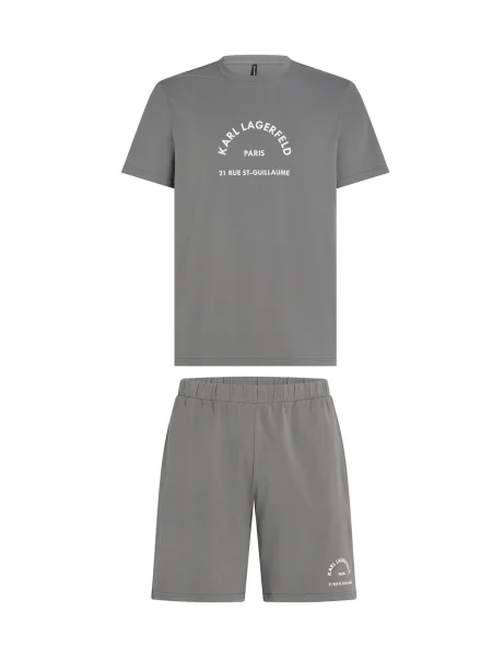 Karl Lagerfeld Pijama scurtă Rue St-Guillaume gri alb
