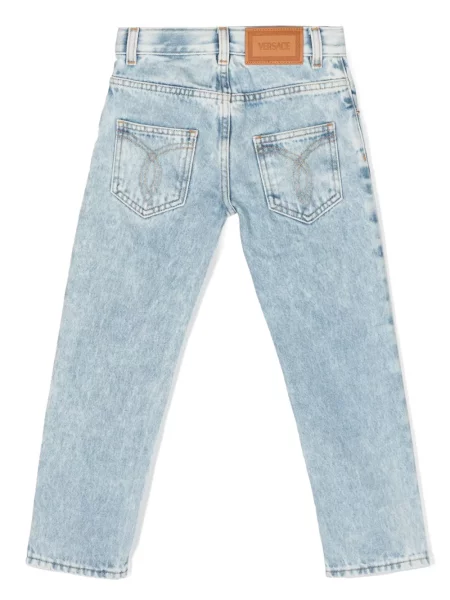 Jeansy straight leg dziecięce Versace niebieskie