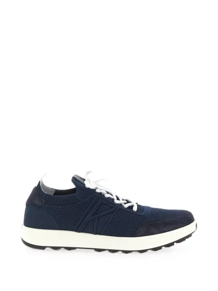 Sneakerși Kiton din piele de căprioară albastru