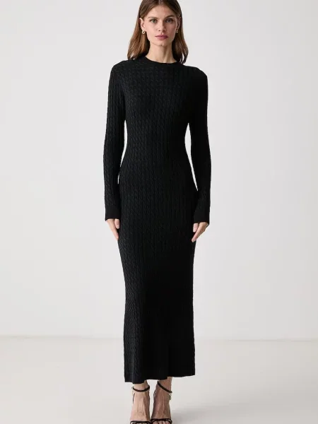 Tommy Hilfiger rochie tricotată cu lână negru