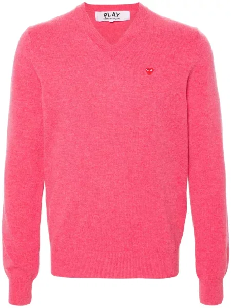 Pulover Comme Des Garcons Play de lână cu motiv cu inimi roz