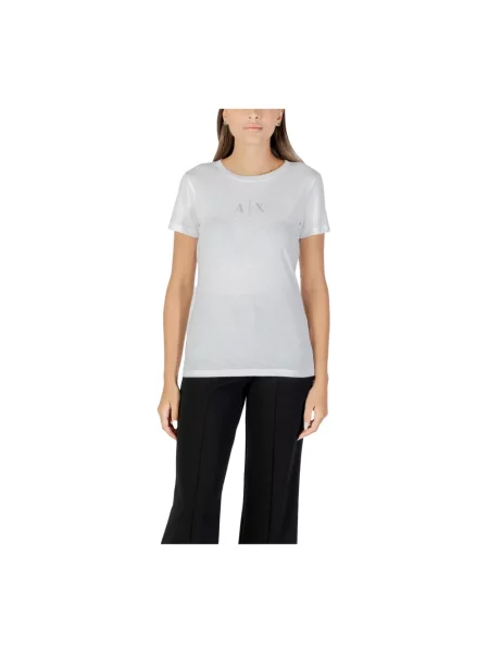 T-shirt o kroju regular fit z czystej bawełny z nadrukiem z logo Armani Exchange biała