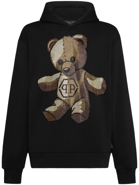 Hanorac cu glugă Philipp Plein teddy negru