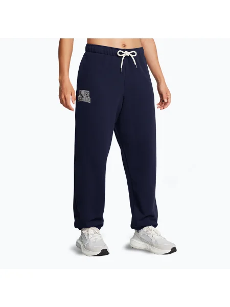 Pantaloni pentru femei Under Armour Icon Heavyweight Terry Oversized midnight navy/summit white alb