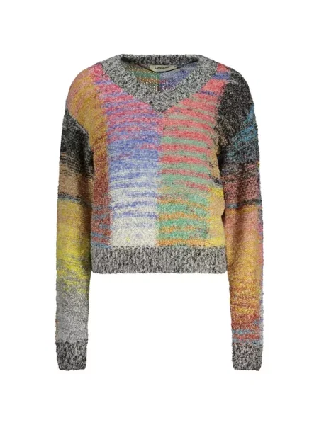 Pulover Desigual cu decolteu în V galben
