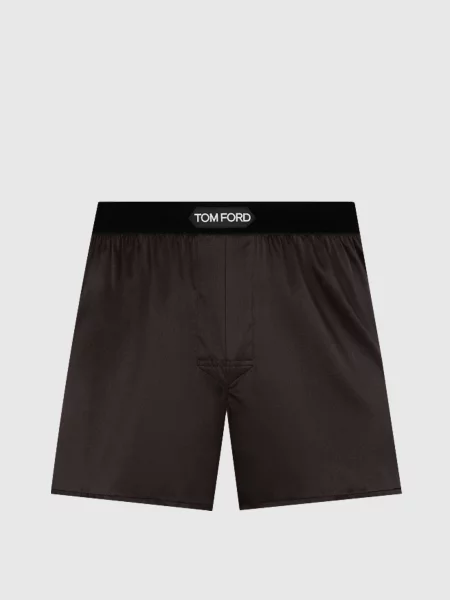 Темно-коричневі труси-боксери із шовку з нашивкою логотипа Tom Ford коричневі