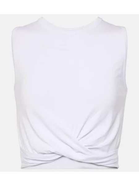 Top Alo Yoga z dżerseju drapowany o krotszym kroju biały