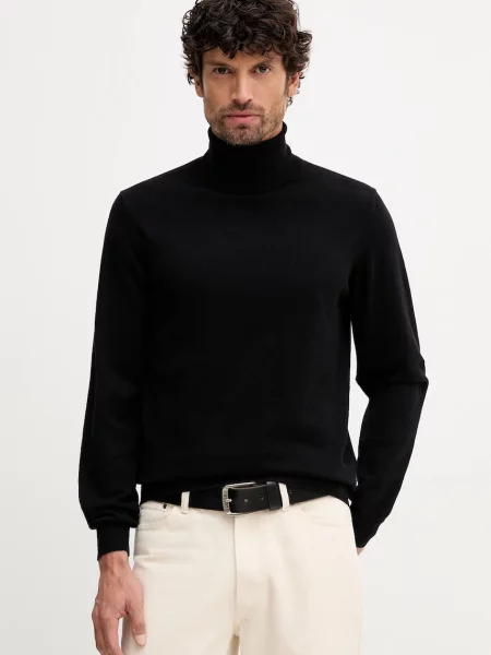 Geox pulover din amestec de cașmir light cu guler negru