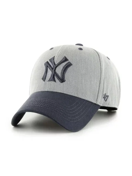Шапка с козирка 47 brand MLB New York Yankees с апликация сиво