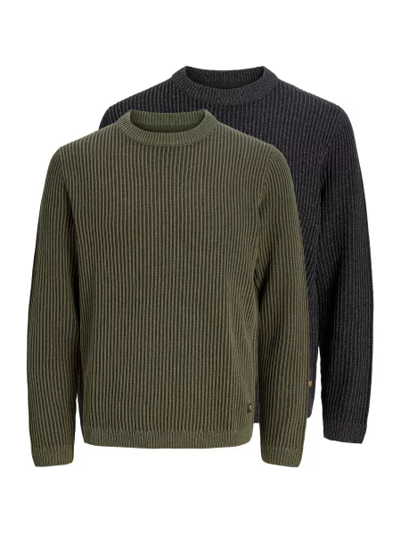 JACK & JONES Pulover JJEDOVER oliv negru