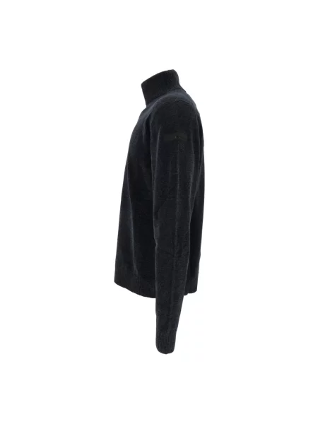 Aksamitny sweter z golfem Rrd do golfa niebieski