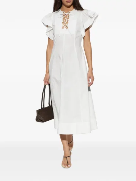 Rochie midi Ulla Johnson cu volane alb