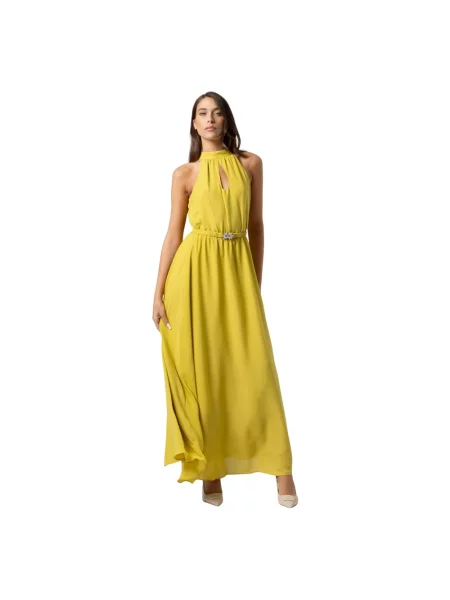 Maksi sukienka maxi Kocca bez rękawów żółta