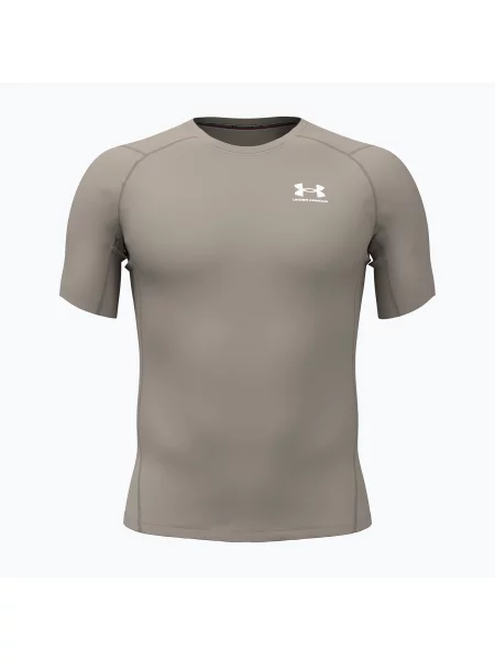 Tricou de antrenament bărbați Under Armour HG Armour Comp timberwolf taupe/white alb