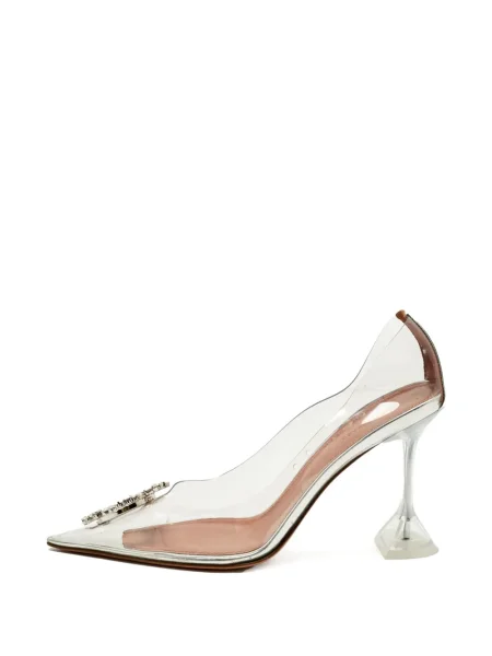 Pantofi cu toc Amina Muaddi de cristal alb