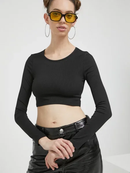 Блуза с дълги ръкави Sixth June черно