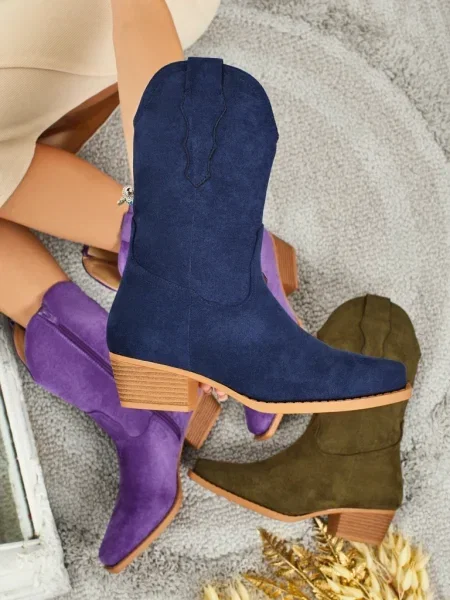 Botine Resti din piele cowboy albastru