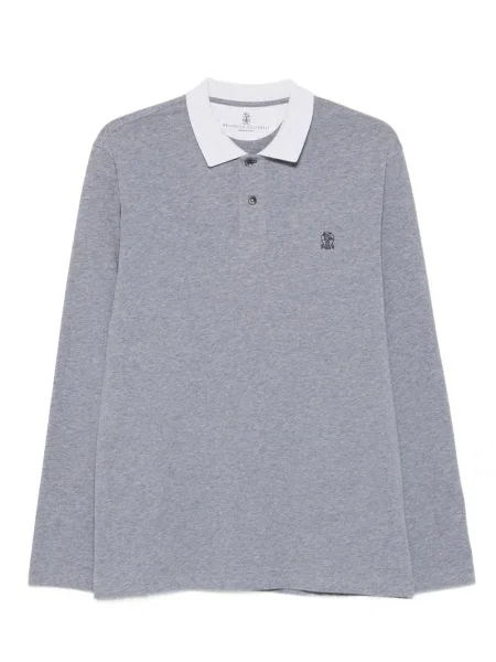 Lung tricou polo Brunello Cucinelli gri